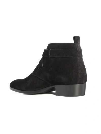 Shop Saint Laurent Wyatt Suede Bootie In Black