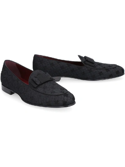 Shop Dolce & Gabbana Brocade Fabric Loafers In Black