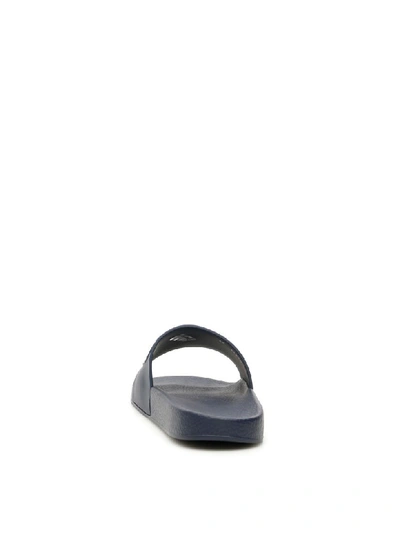 Shop Valentino Vlogo Slides In Marine Bianco (blue)