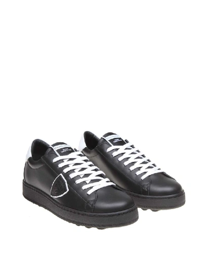 Shop Philippe Model Madeleine Sneakers In Black Leather In Black/white