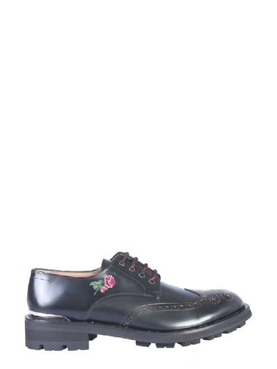 Shop Alexander Mcqueen Embroidered Lace-up In Nero