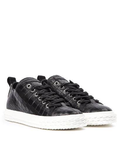 Shop Giuseppe Zanotti Black Leather Blabber Sneakers