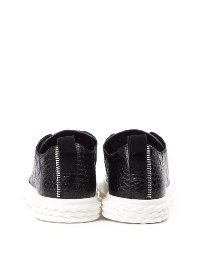 Shop Giuseppe Zanotti Black Leather Blabber Sneakers