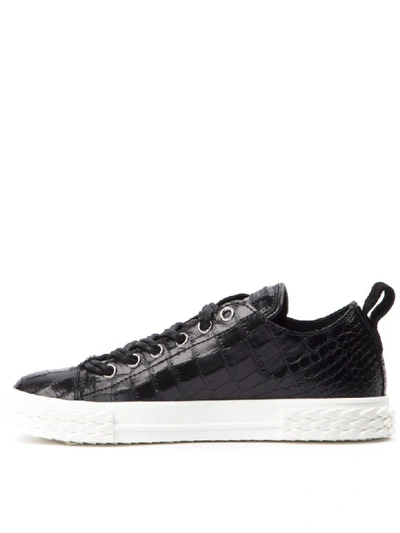 Shop Giuseppe Zanotti Black Leather Blabber Sneakers