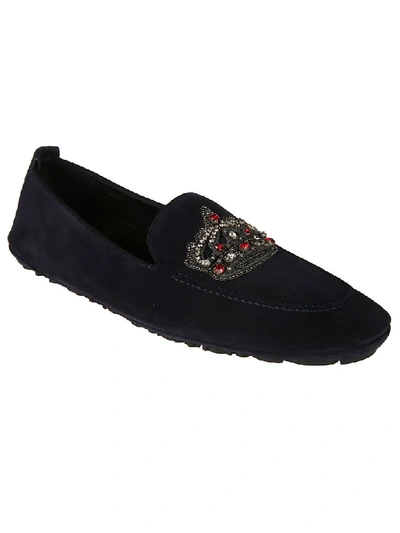Shop Dolce & Gabbana Embellished Loafers In Blue