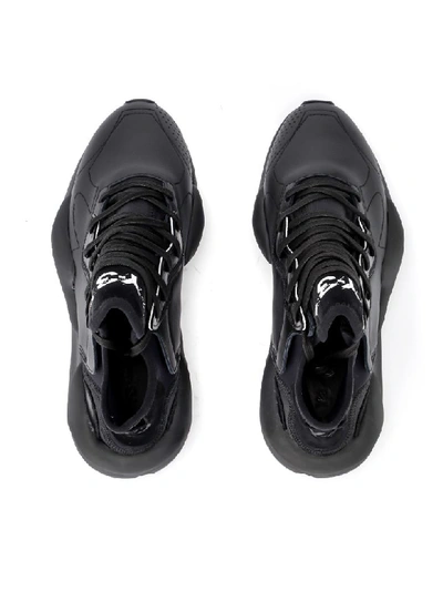 Shop Y-3 Kaiwa Sneaker In Technical Fabric And Black Leather In Nero