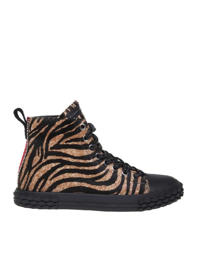 Shop Giuseppe Zanotti Boots Sneakers Blabber In Cavallino With Tigrated Print