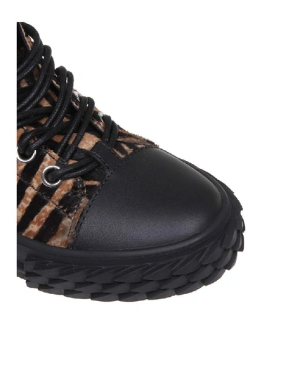 Shop Giuseppe Zanotti Boots Sneakers Blabber In Cavallino With Tigrated Print