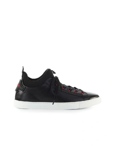 Shop Dsquared2 Techno New Tennis Leather And Neoprene Sneaker In Nero (black)