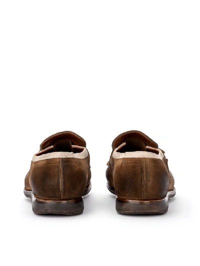 Shop Church's Shanghai Brown Suede And Linen Loafer In Marrone