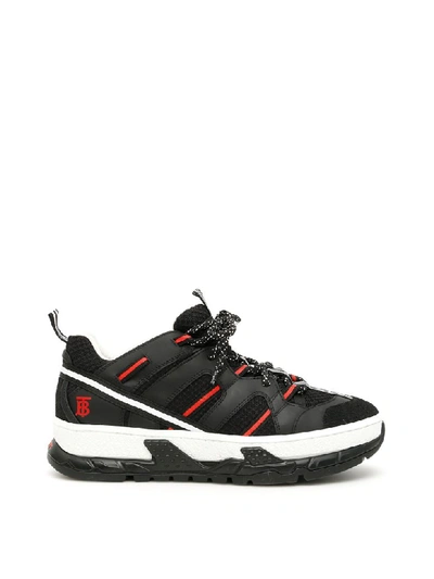 Shop Burberry Union Sneakers In Black Red (black)