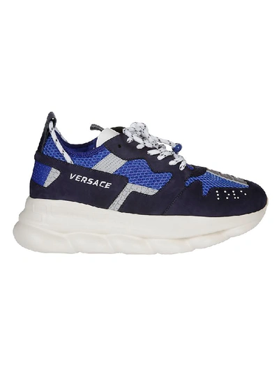 Shop Versace Chain Reaction Sneakers In Navy Blue