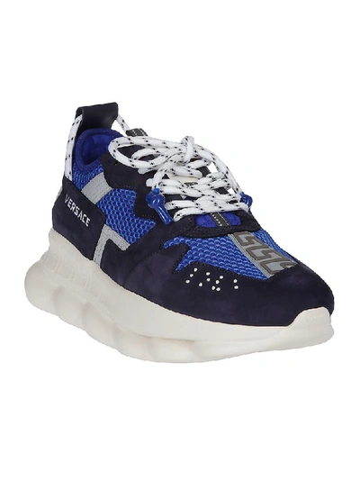 Shop Versace Chain Reaction Sneakers In Navy Blue