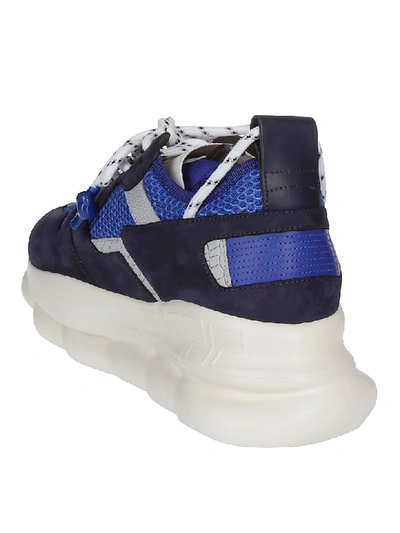 Shop Versace Chain Reaction Sneakers In Navy Blue