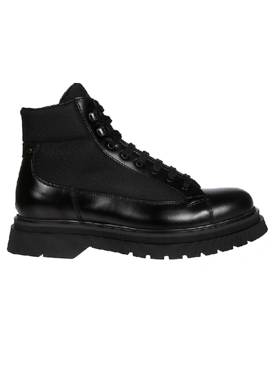 Shop Prada Classic Lace-up Boots In Black