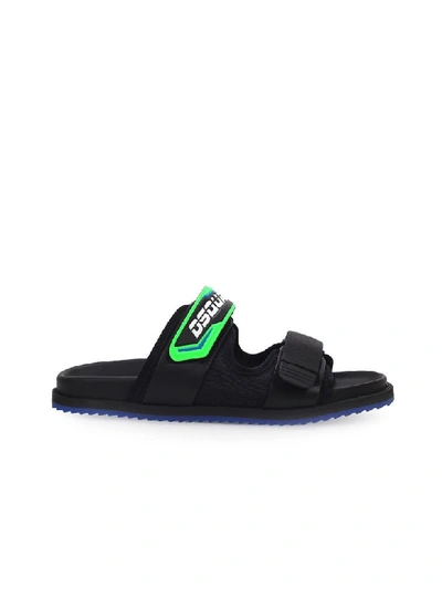 Shop Dsquared2 Techno Green Logo Slide In Nero/verde