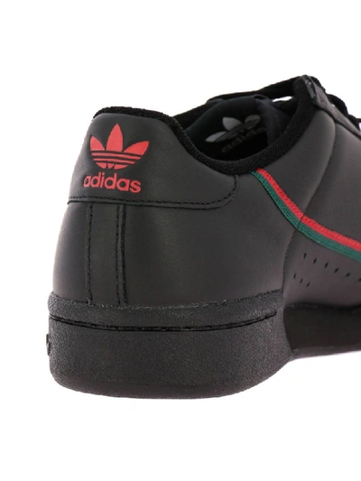 Shop Adidas Originals 80 Sneakers In Leather With Stripes In Black