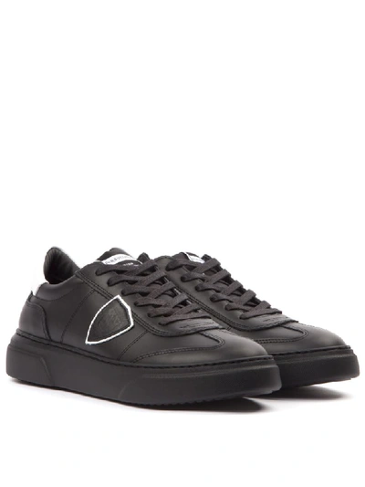Shop Philippe Model Black And White Leather Paris Sneakers