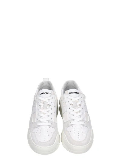 Shop Ami Alexandre Mattiussi Sneakers In White Leather And Fabric