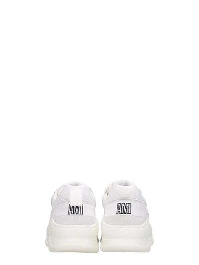 Shop Ami Alexandre Mattiussi Sneakers In White Leather And Fabric