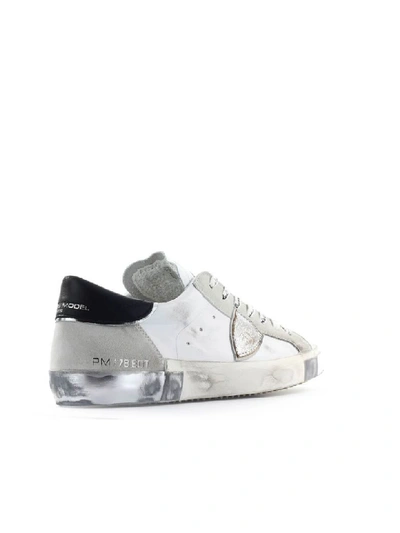 Shop Philippe Model Prsx Foxy Laminé White Silver Sneaker In Bianco / Argento (white)