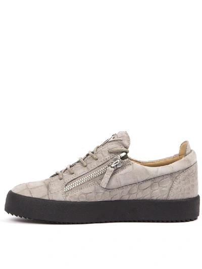 Shop Giuseppe Zanotti Low Top Beige Leather Sneaker In Sloane