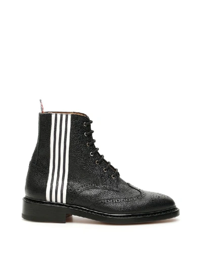 Shop Thom Browne Wingtip Boots In Black (black)