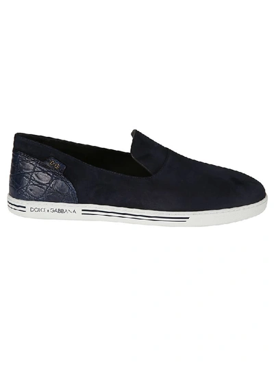 Shop Dolce & Gabbana Logo Slip-on Sneakers In Blue