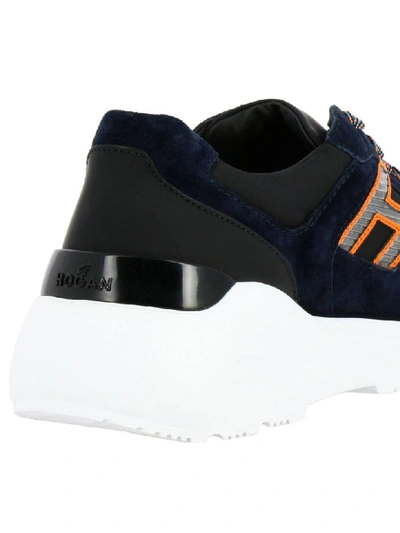 Shop Hogan Sneakers In Perforated Rubber And Neoprene Suede With Neon Details In Blue