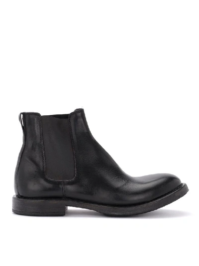 Shop Moma Cusna Boot Made Of Black Leather With Elastic Inserts In Nero