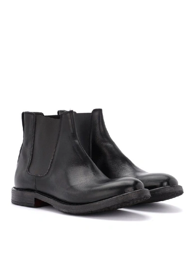 Shop Moma Cusna Boot Made Of Black Leather With Elastic Inserts In Nero