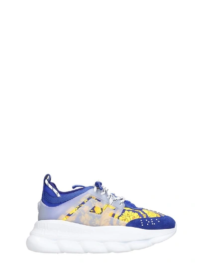 Shop Versace Chain Reaction Sneakers In Blue Tech/synthetic