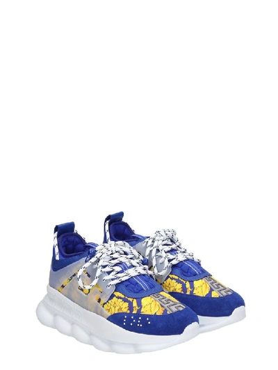 Shop Versace Chain Reaction Sneakers In Blue Tech/synthetic
