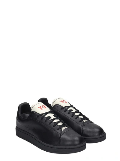 Shop Y-3 Yohji Court Sneakers In Black Leather