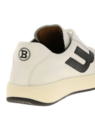 Shop Bally Sneakers In Leather With Micro Holes And Maxi Logo In White
