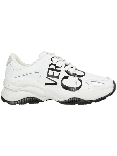 Shop Versace Jeans Couture Logo Sneakers In Bianco