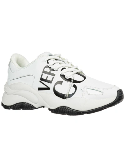 Shop Versace Jeans Couture Logo Sneakers In Bianco