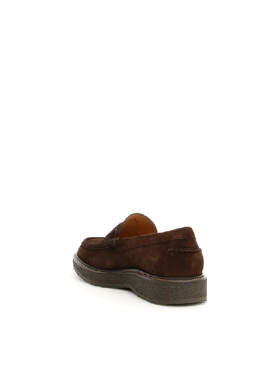 Shop Tod's Suede Loafers In Blue (brown)