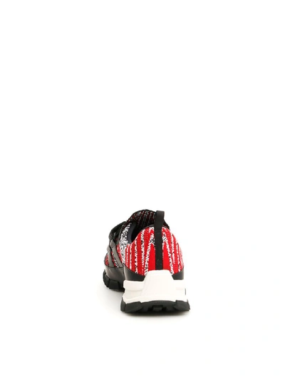 Prada Crossection Knit Black And Red Sneakers In Nero Scarlatto (red)