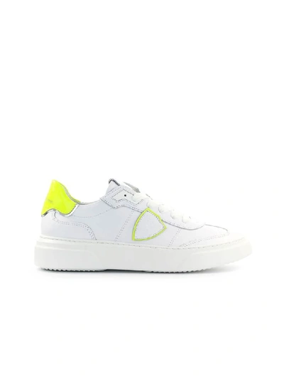 Shop Philippe Model Temple Neon White Yellow Sneaker In Bianco (white)
