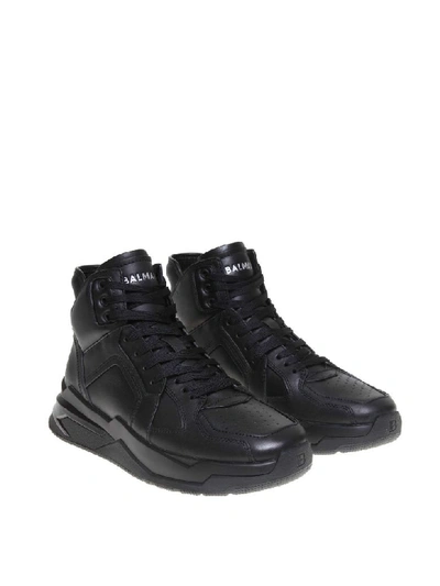 Shop Balmain Sneakers B-ball In Black Leather In Noir