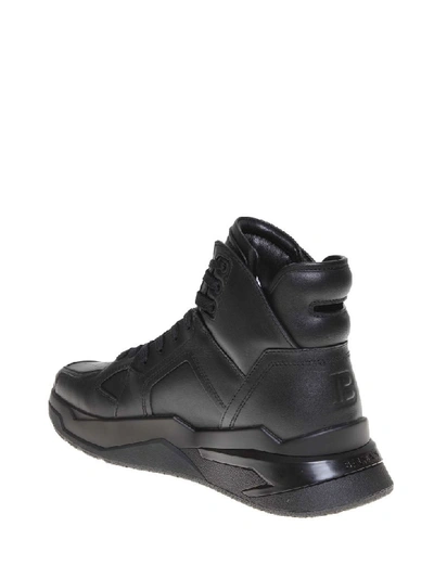 Shop Balmain Sneakers B-ball In Black Leather In Noir