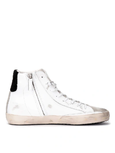 Shop Philippe Model Paris High-top Sneaker In White Leather And Light Gray Suede In Bianco