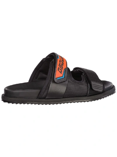 Shop Dsquared2 Flat Sandals Slides In Nero Arancio