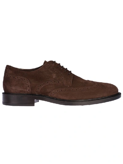 Shop Tod's Lace Up Derby Shoes In Testa Moro