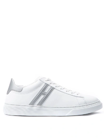 Shop Hogan H365 White Leather Sneakers With Side Monogram