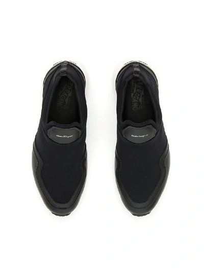 Shop Ferragamo Leather And Nylon Columbia Sneakers In Nero (black)