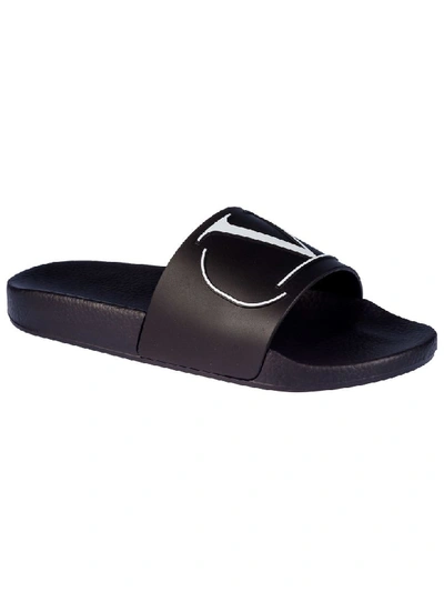 Shop Valentino Logo Sliders In Black/white