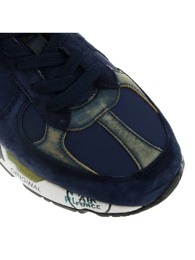 Shop Premiata Sneakers In Nylon Suede And Aged Leather In Blue