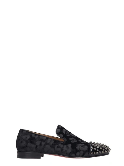 Shop Christian Louboutin Spooky Flat Loafers In Black Velvet